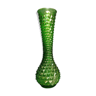 Ancien vase soliflore en verre motifs en relief