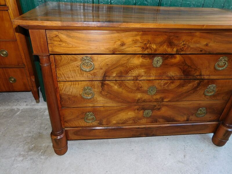 Commode empire en noyer d'epoque du xix ème siecle