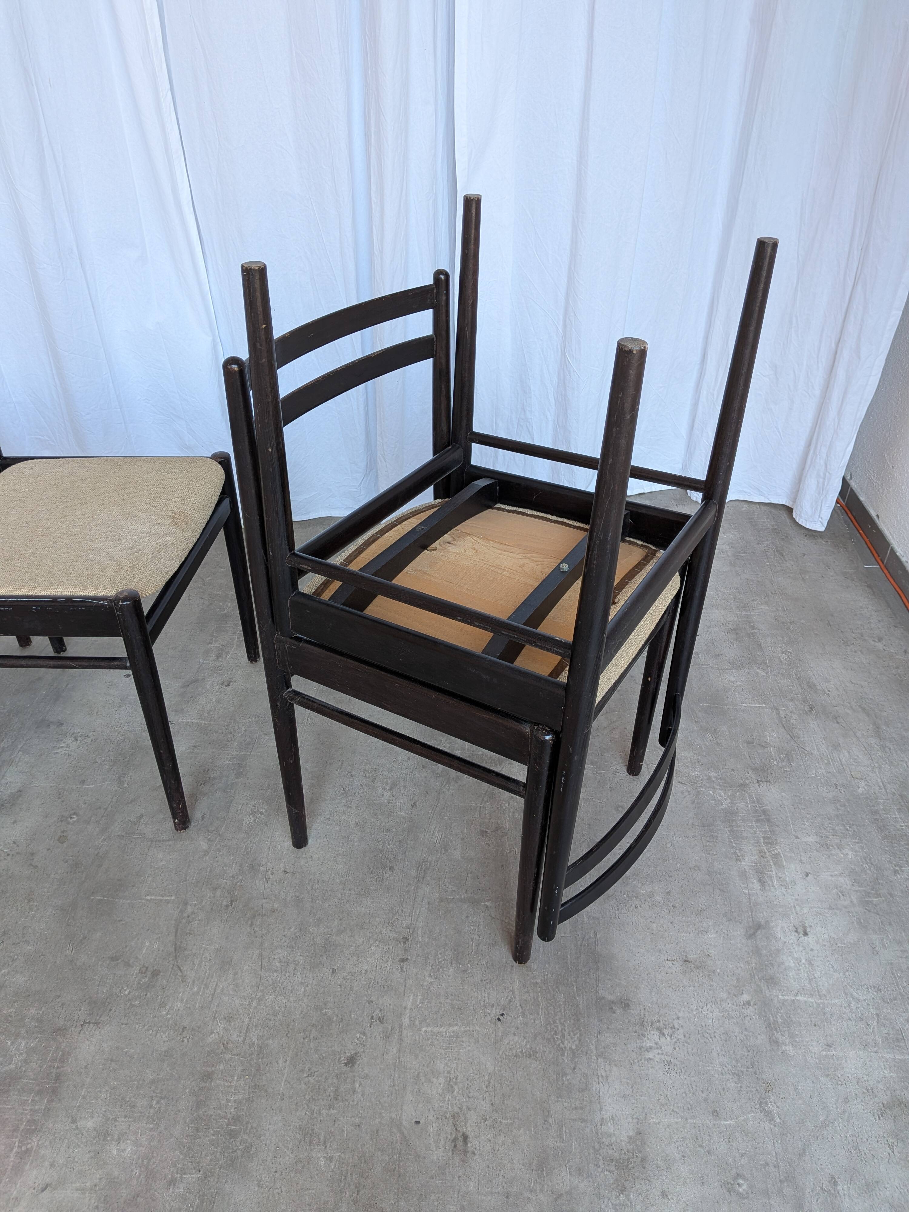 Ensemble de 6 chaises de salle à manger en bois de hêtre vintage / Style scandinave des années 50