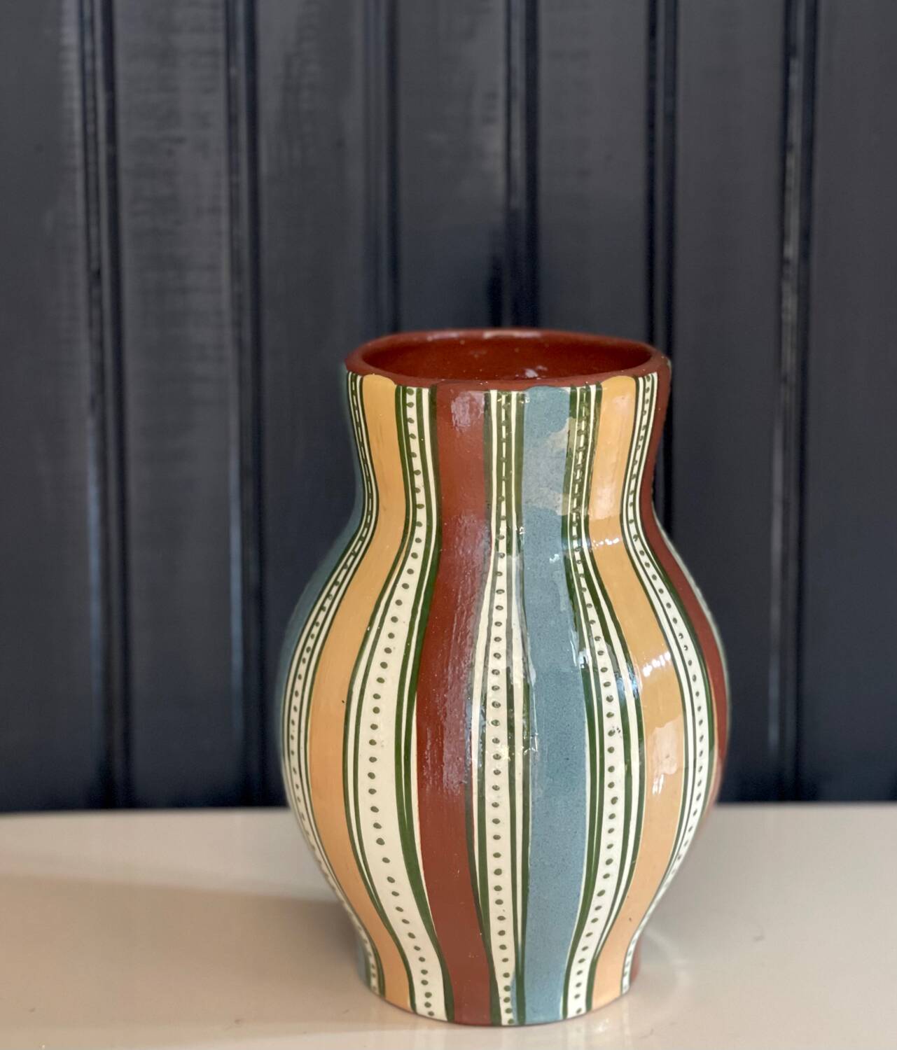 Glazed earthenware vase
