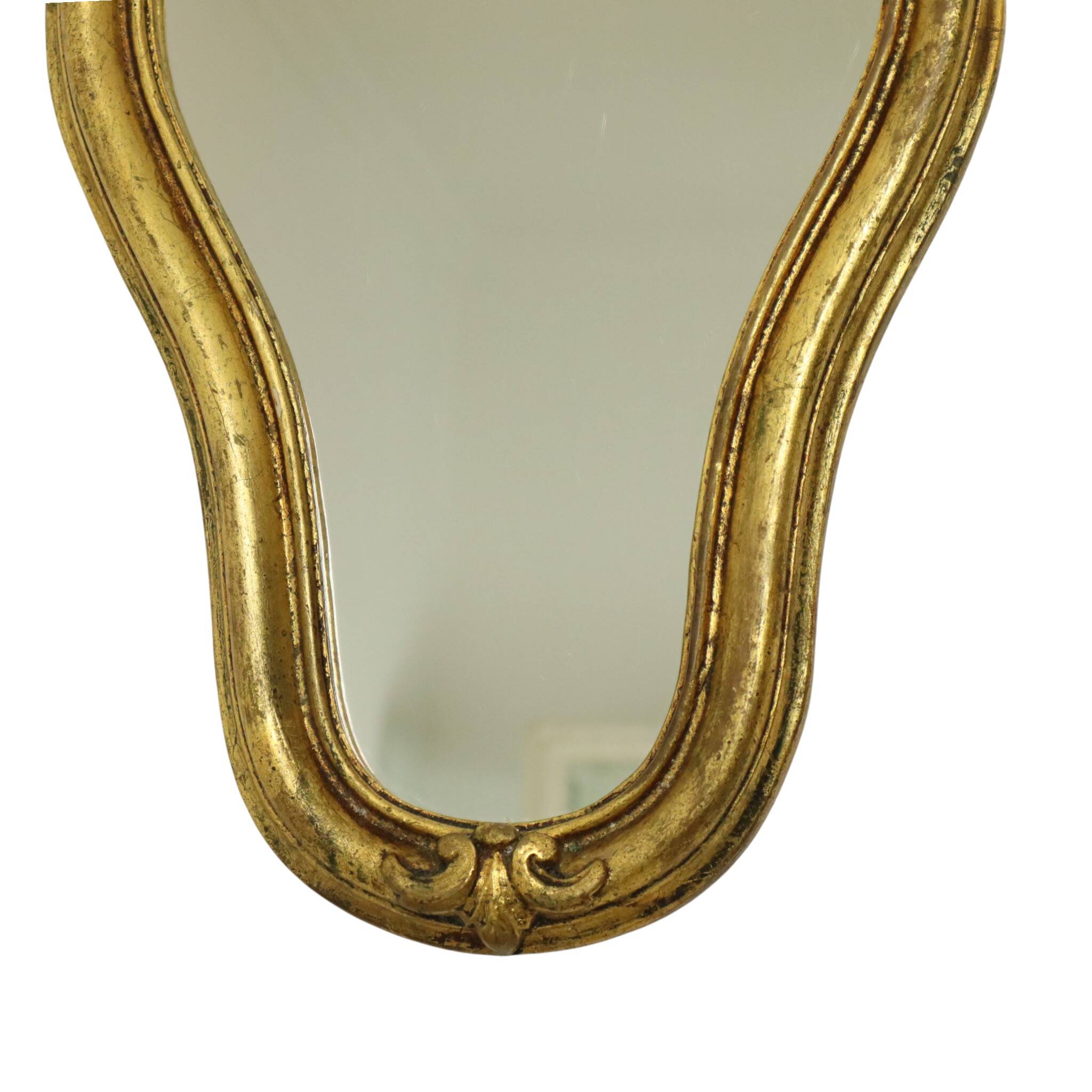 French Crested Mirror Gold Leaf Baroque Style Classic 48cm