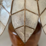 Mother-of-pearl and olive wood lamp