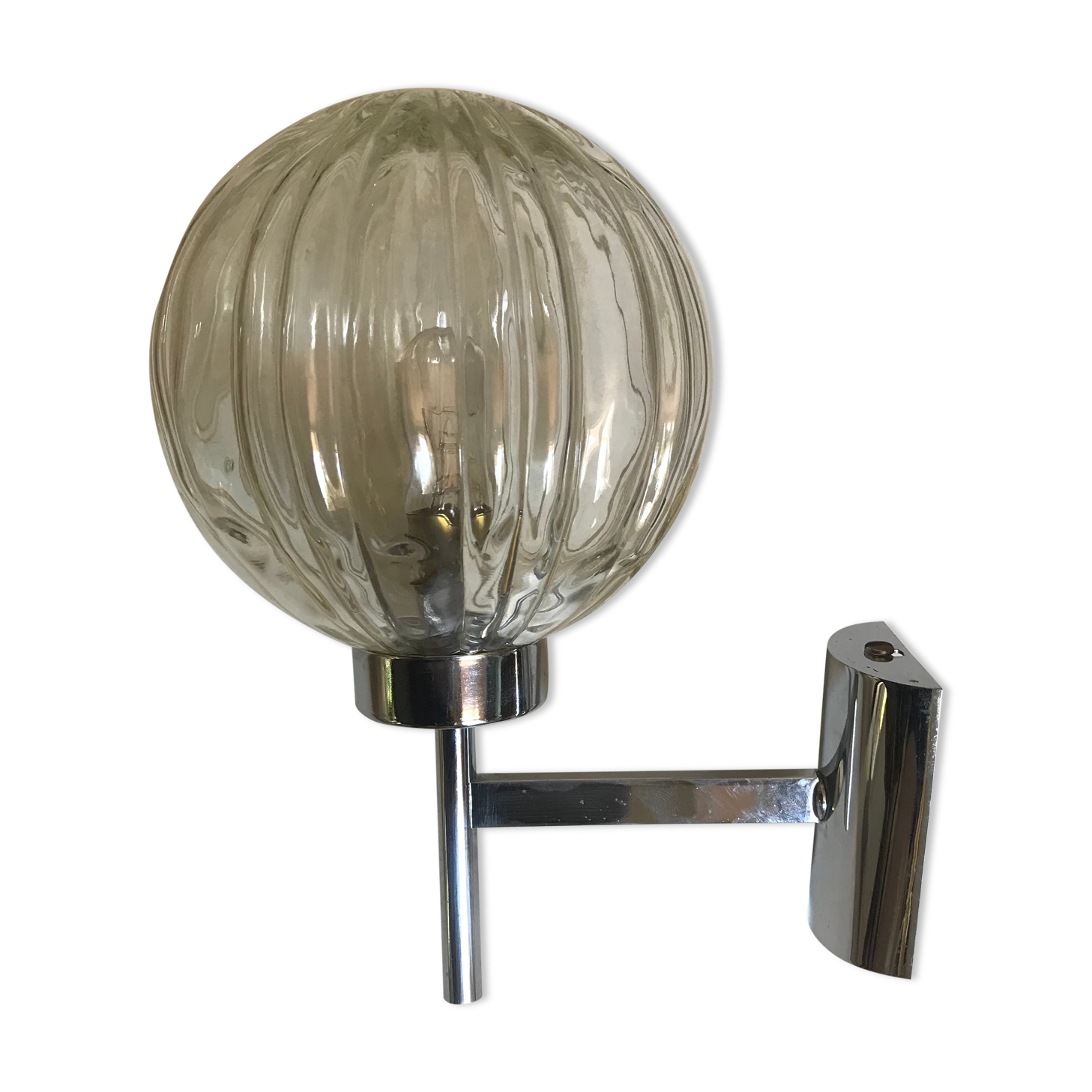 Chrome and vintage glass sconce