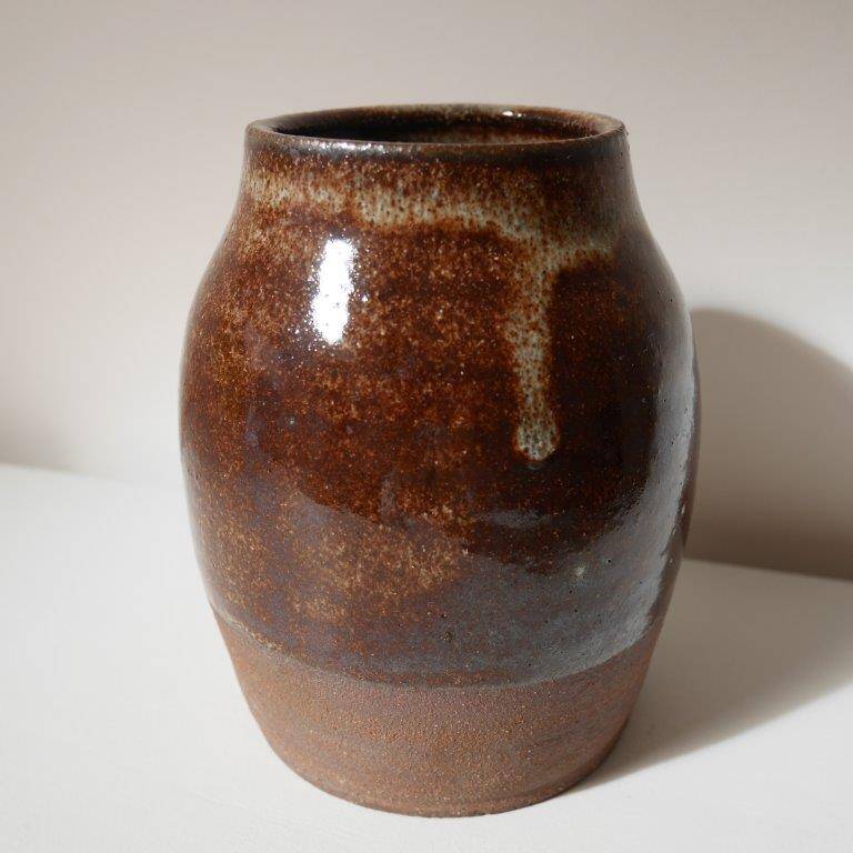 Brown stoneware vase