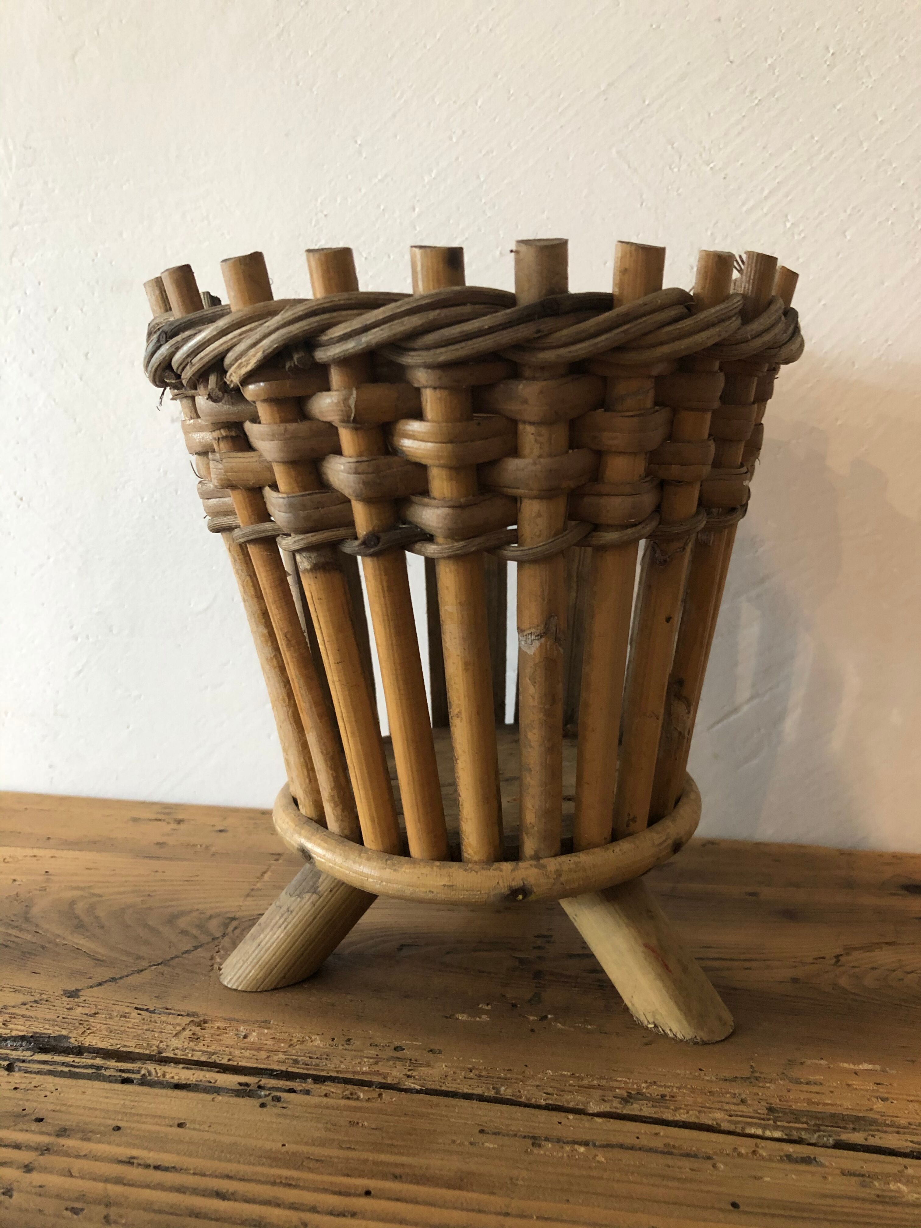 Vintage rattan pot cover
