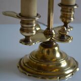 hot water bottle lamp with 2 bronze lights and burgundy sheet metal lampshade