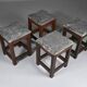 Tabourets vintage en pierre et bois x 4