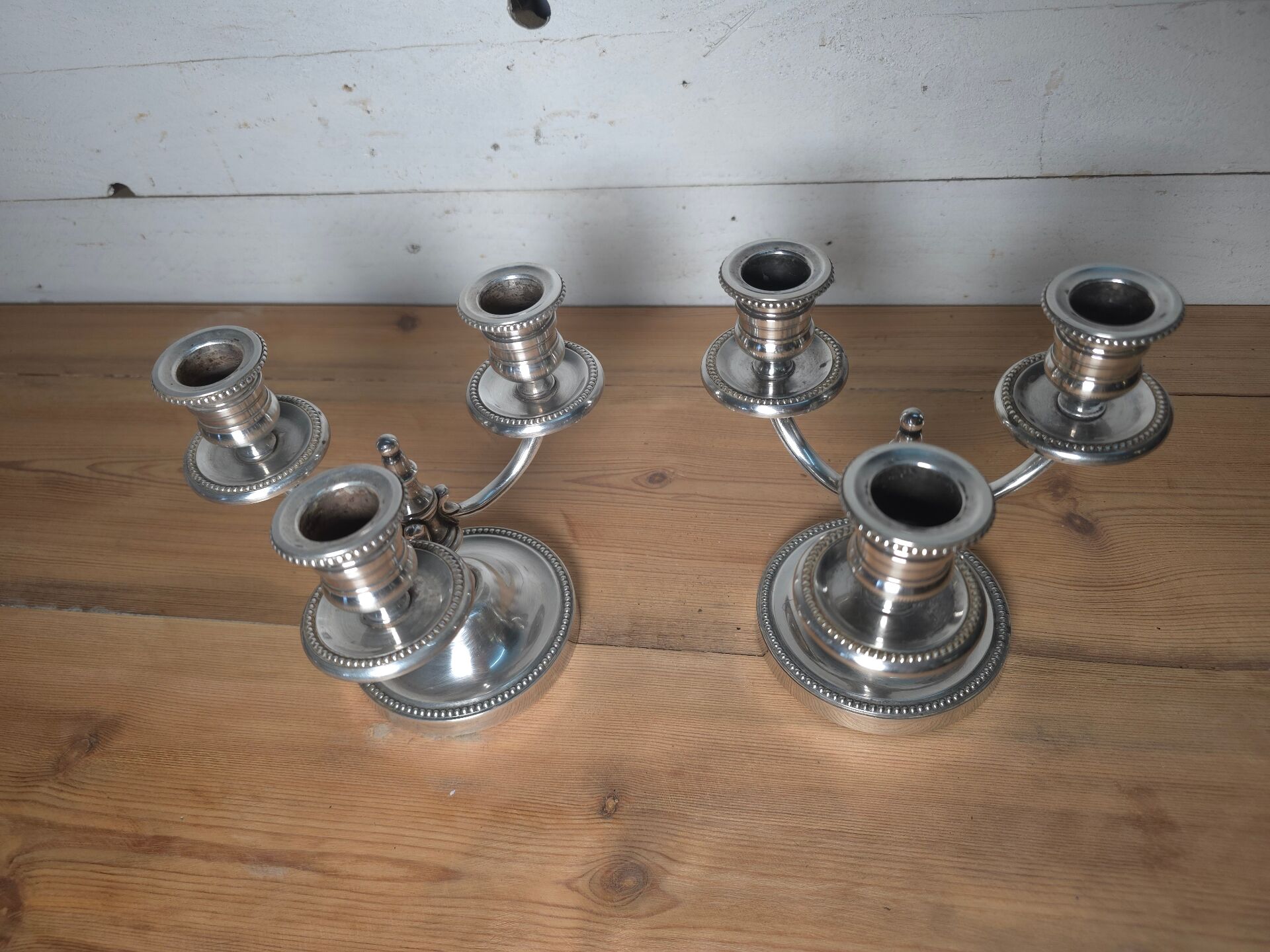 Pair of silver-plated candlesticks