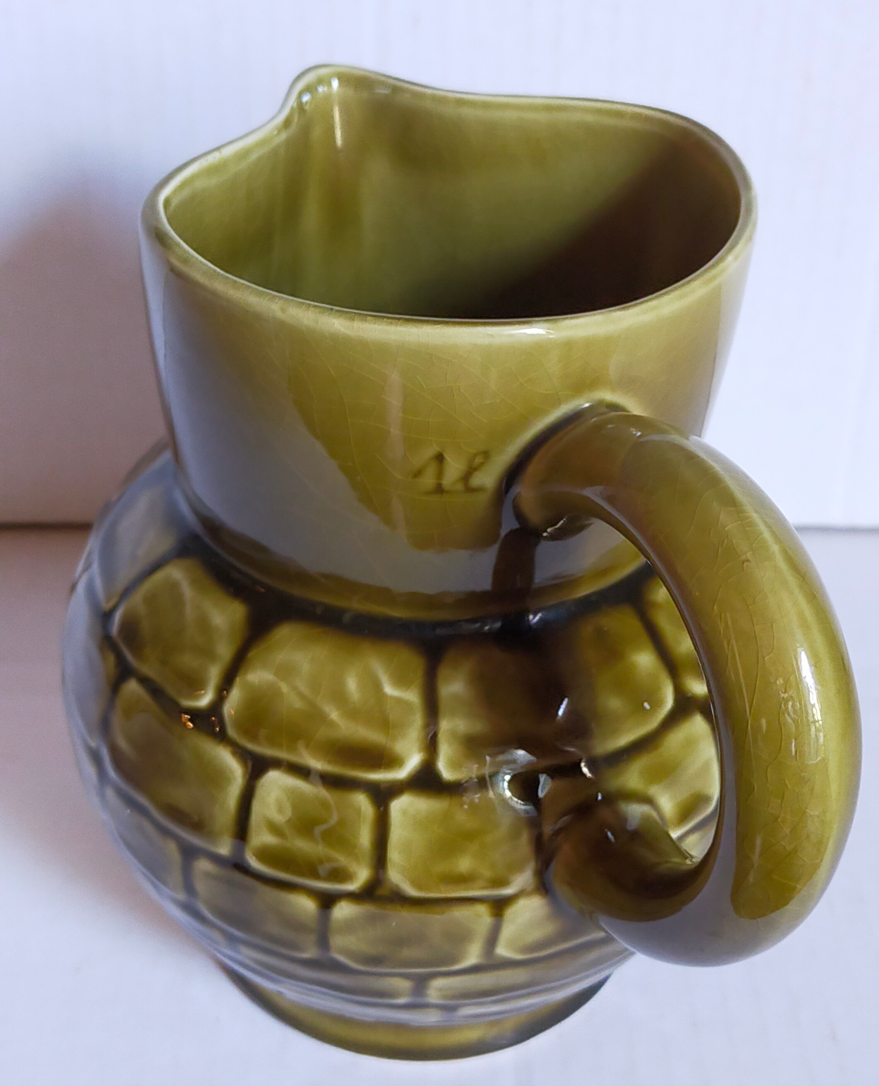 Bistro pitcher in vintage Sarreguemines earthenware