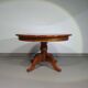 70s pine wood dining table / wood column leg table in 4-leg design with round top