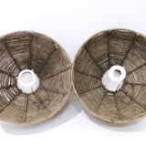 Pair of jute lampshades, 1970