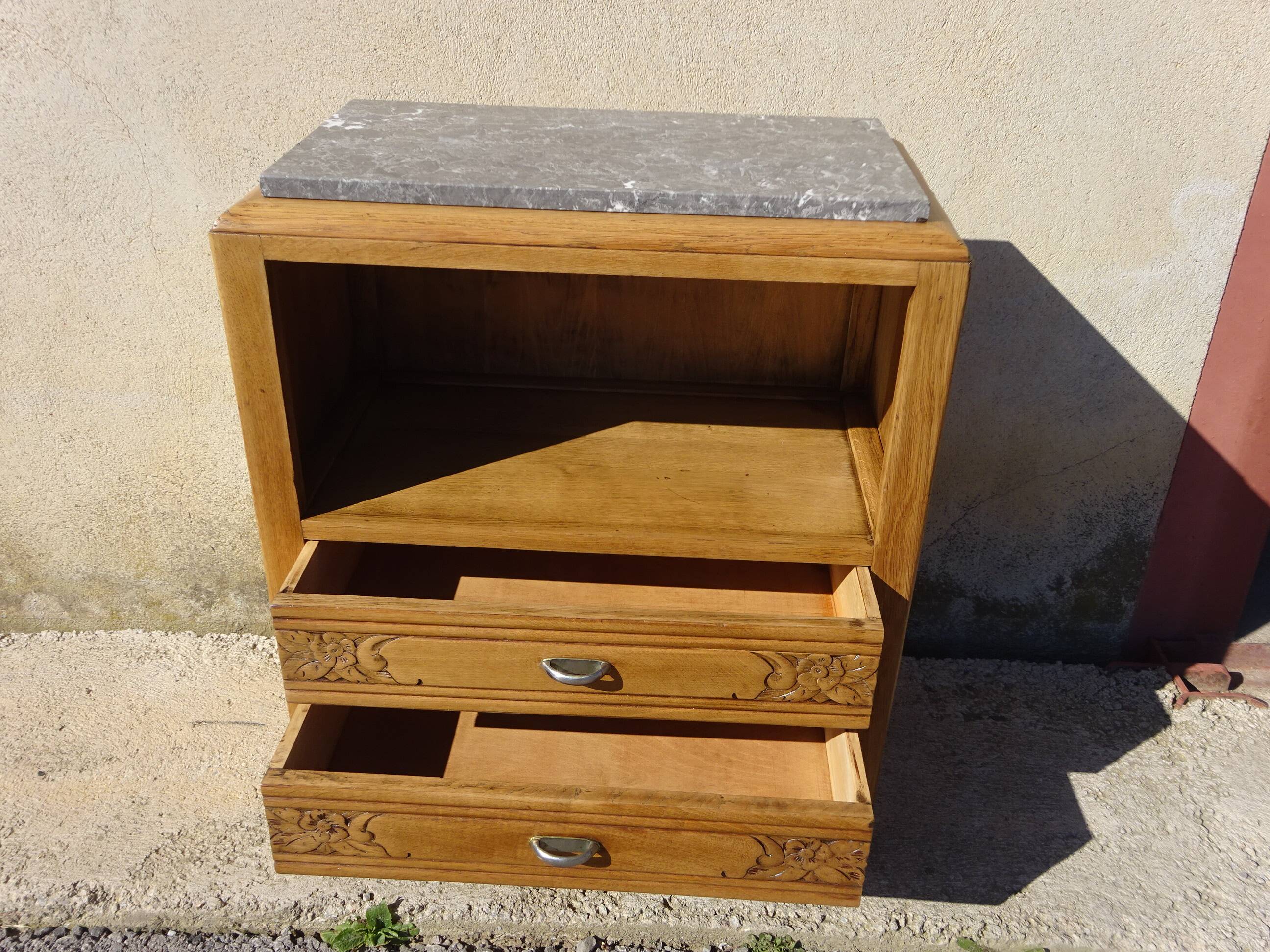 Art Deco bedside table in oak, restored