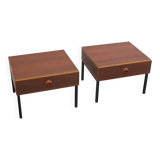Modernist pair of bedside tables with drawers, 1960s
