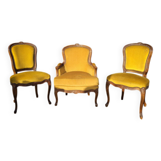Ensemble 3 sièges style Louis XV