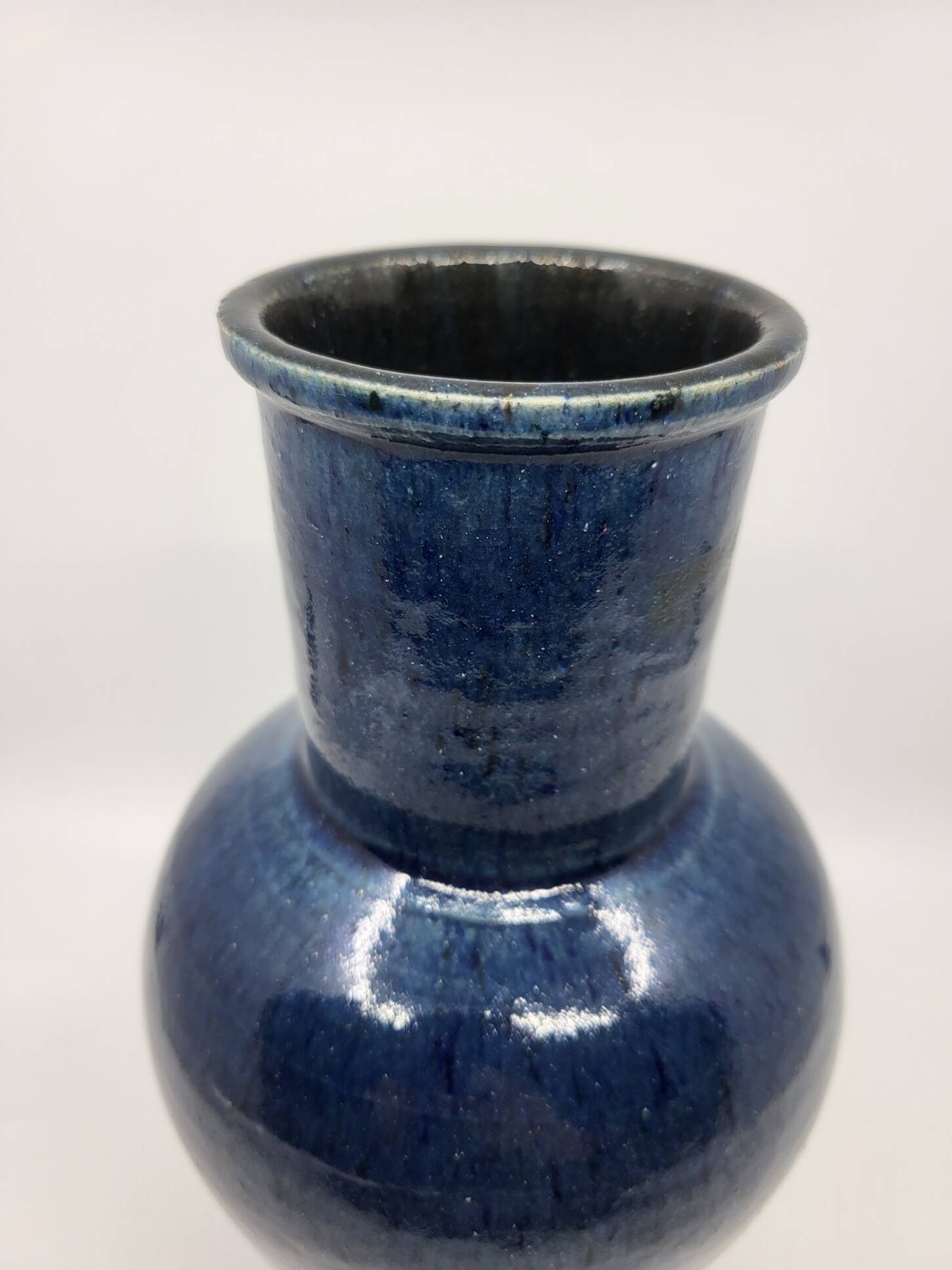 Accolay vase in enamelled stoneware Bleu France Circa 1970