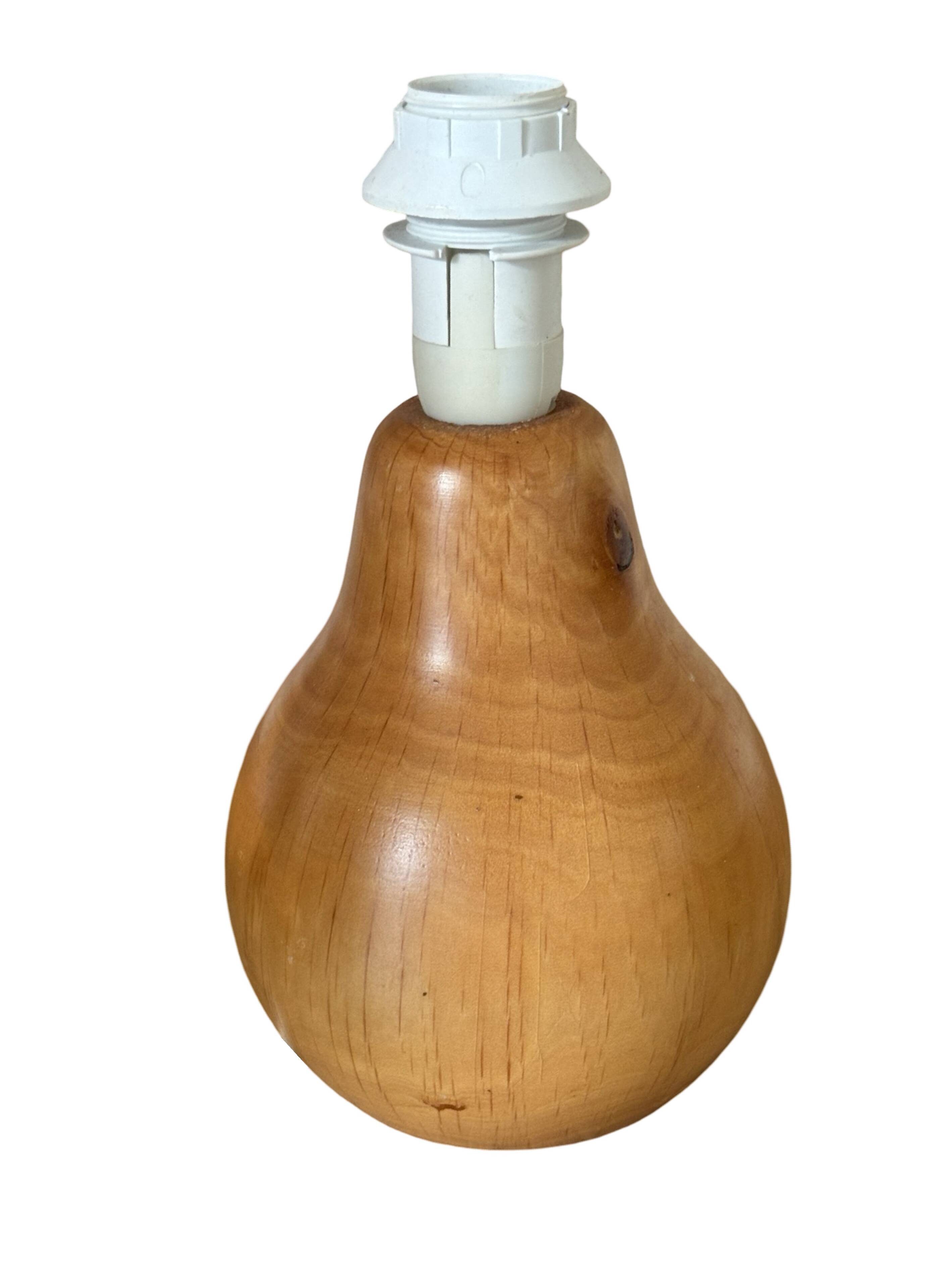 vintage wooden lamp small model with fabric shade 80's design