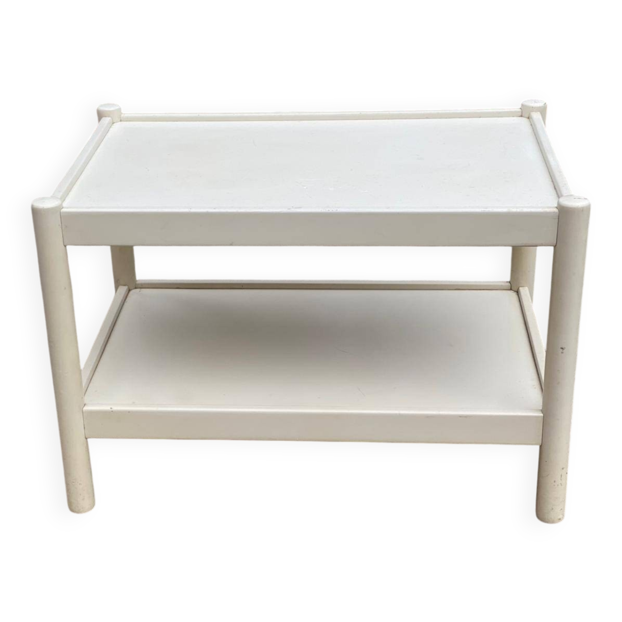 Vintage white wooden double top coffee table