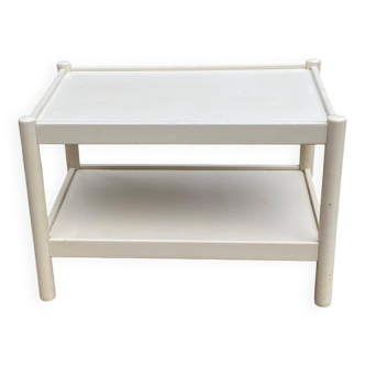 Table basse vintage blanche en bois double plateau