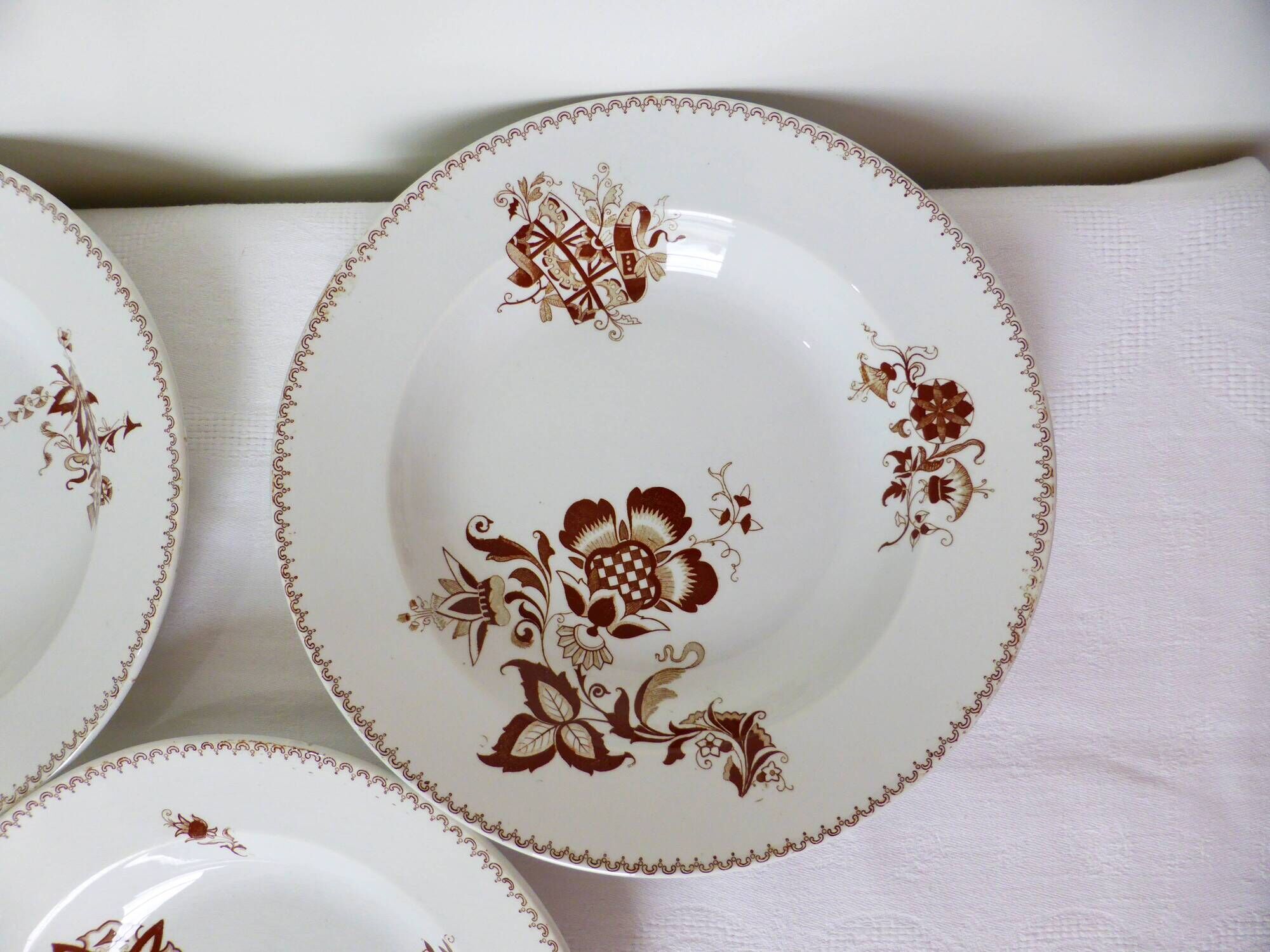 Set of 4 vintage deep plates from Sarreguemines, Danish model 210429.