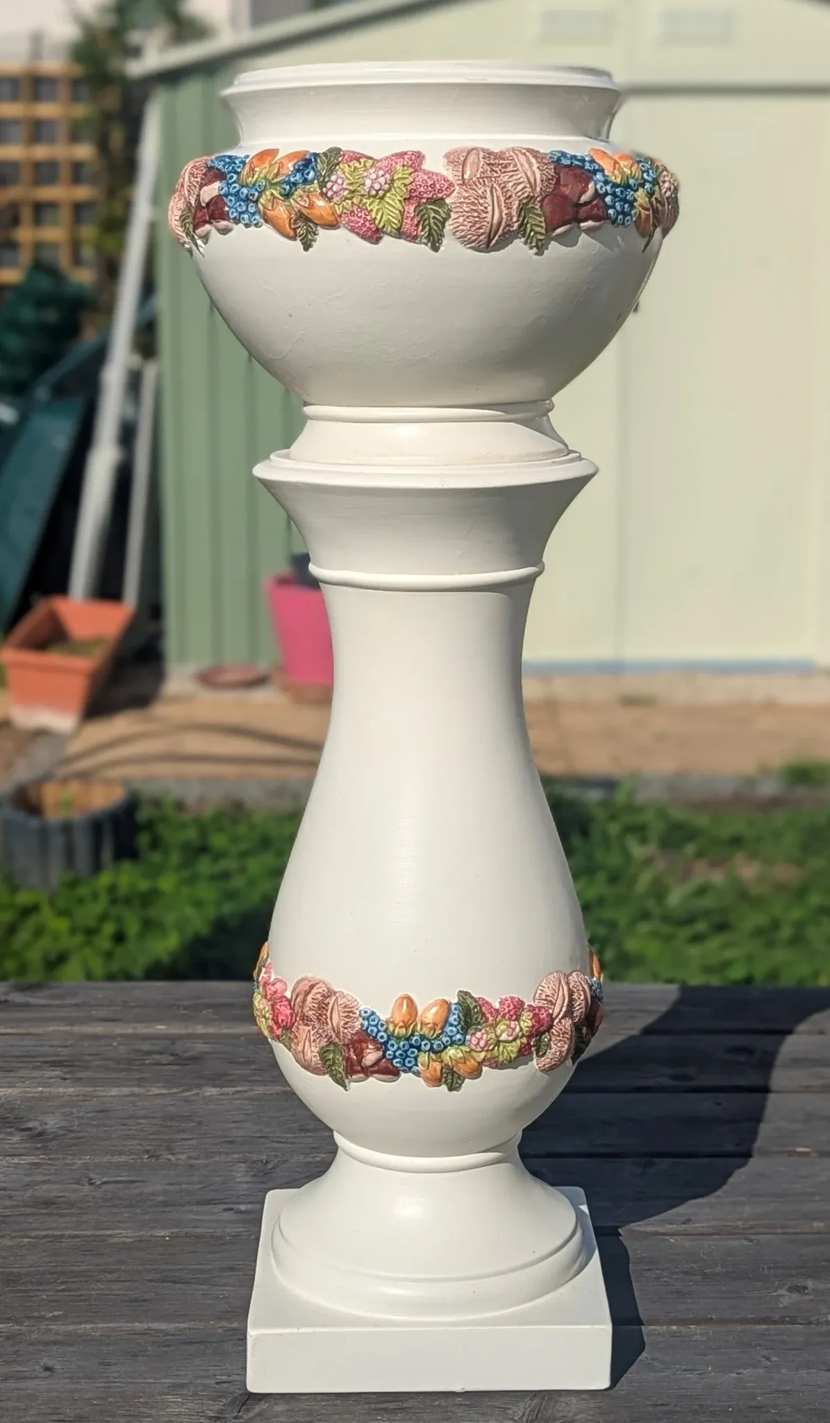 Large column vase holder with ceramic pot cache Belle Époque