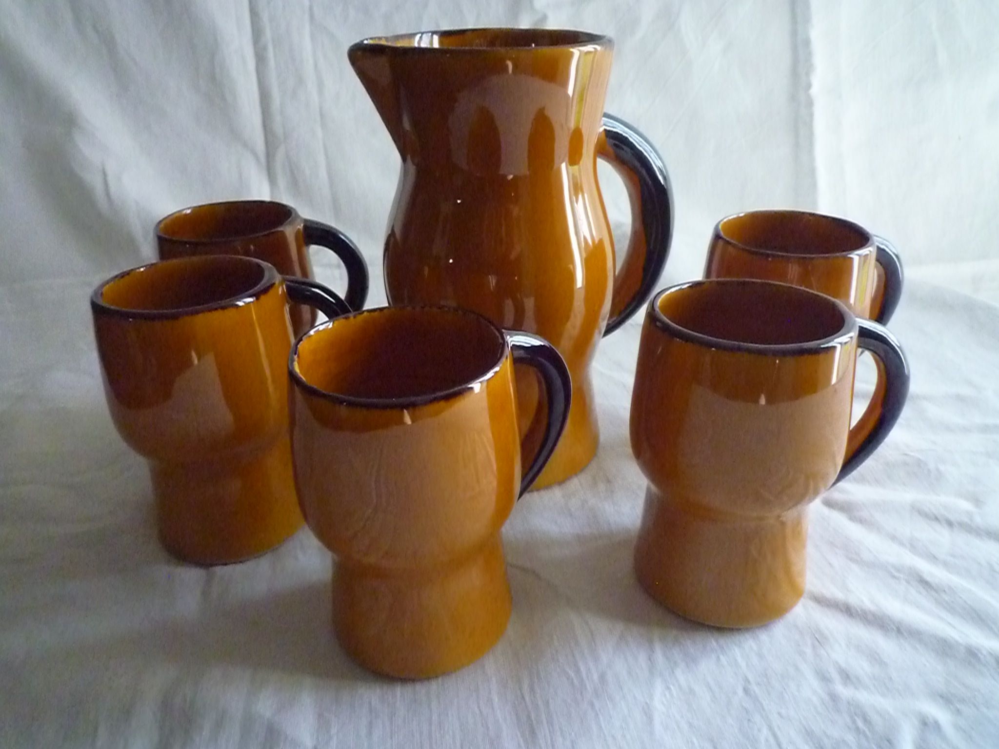 Service to orangeade in glazed earth, 1970s