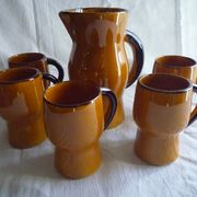 Service to orangeade in glazed earth, 1970s