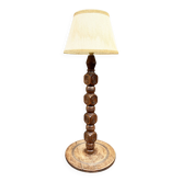 Brutalist carved wooden lamp, 1950s