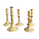 Batch of 5 brass candlesticks
