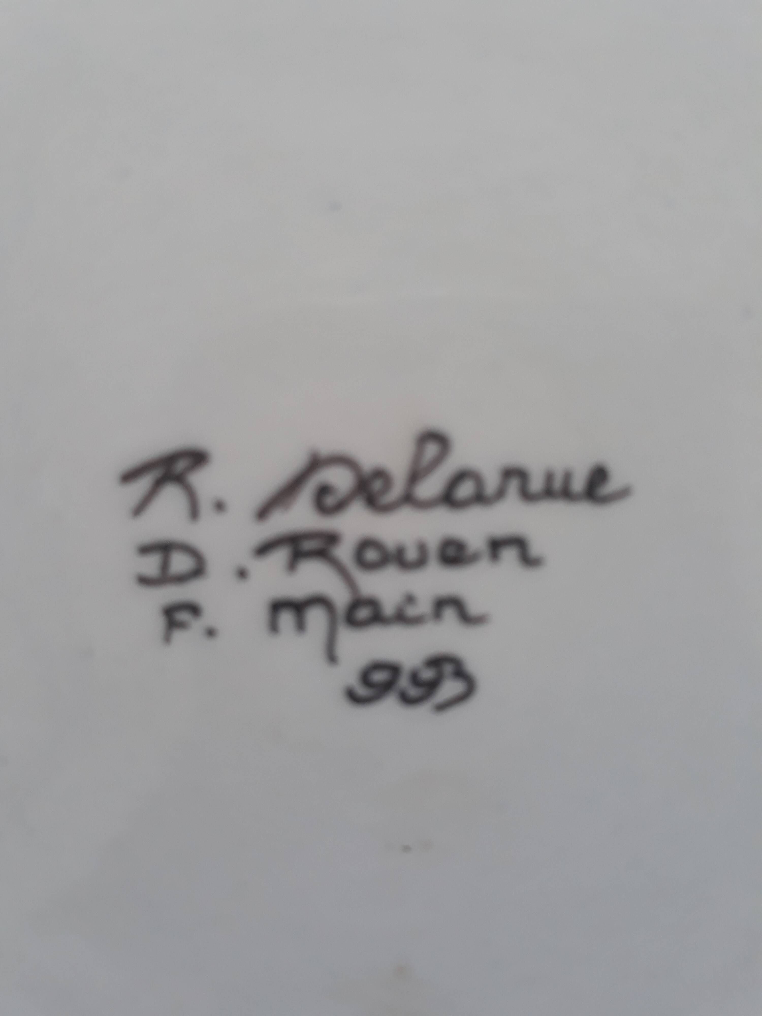 decorative plate Rouen handmade signed Delarue