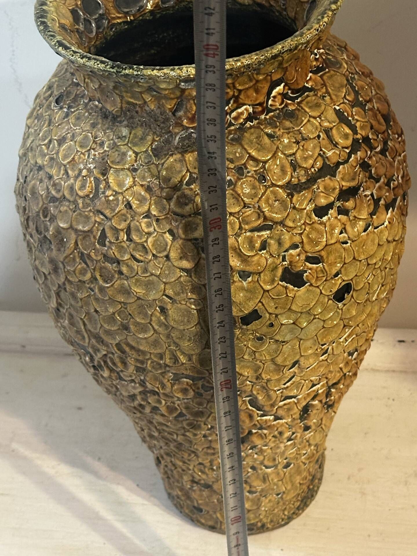 Large textured ceramic vase – 1960s/70s – H 40 cm