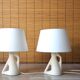 Pair of white ceramic lamps, 50s
