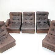1980s leather modular five seater sofa