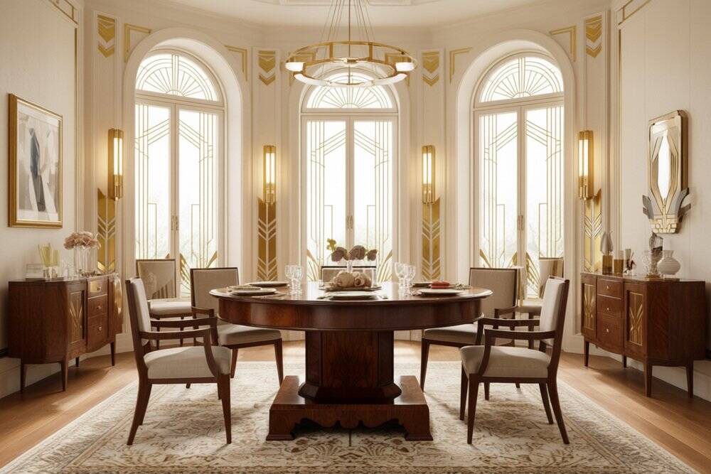 Art Deco Dining Table in Walnut, Czech, 1920s