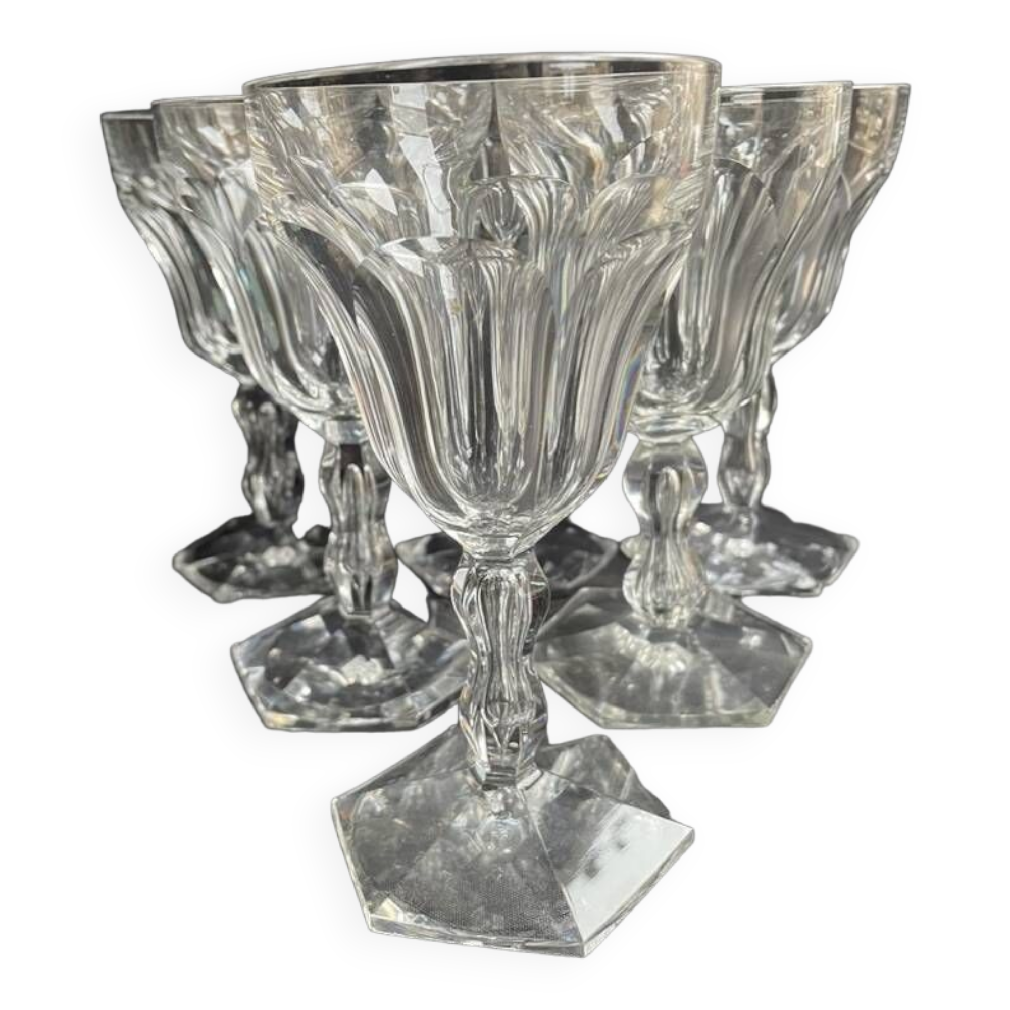 Grande Coupe à Champagne En Cristal Taillé 2 Tons Val Saint Lambert Ou Saint Louis - Forme Navette