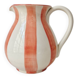 Vintage ceramic vase/pitcher with handmade mandarin stripes.