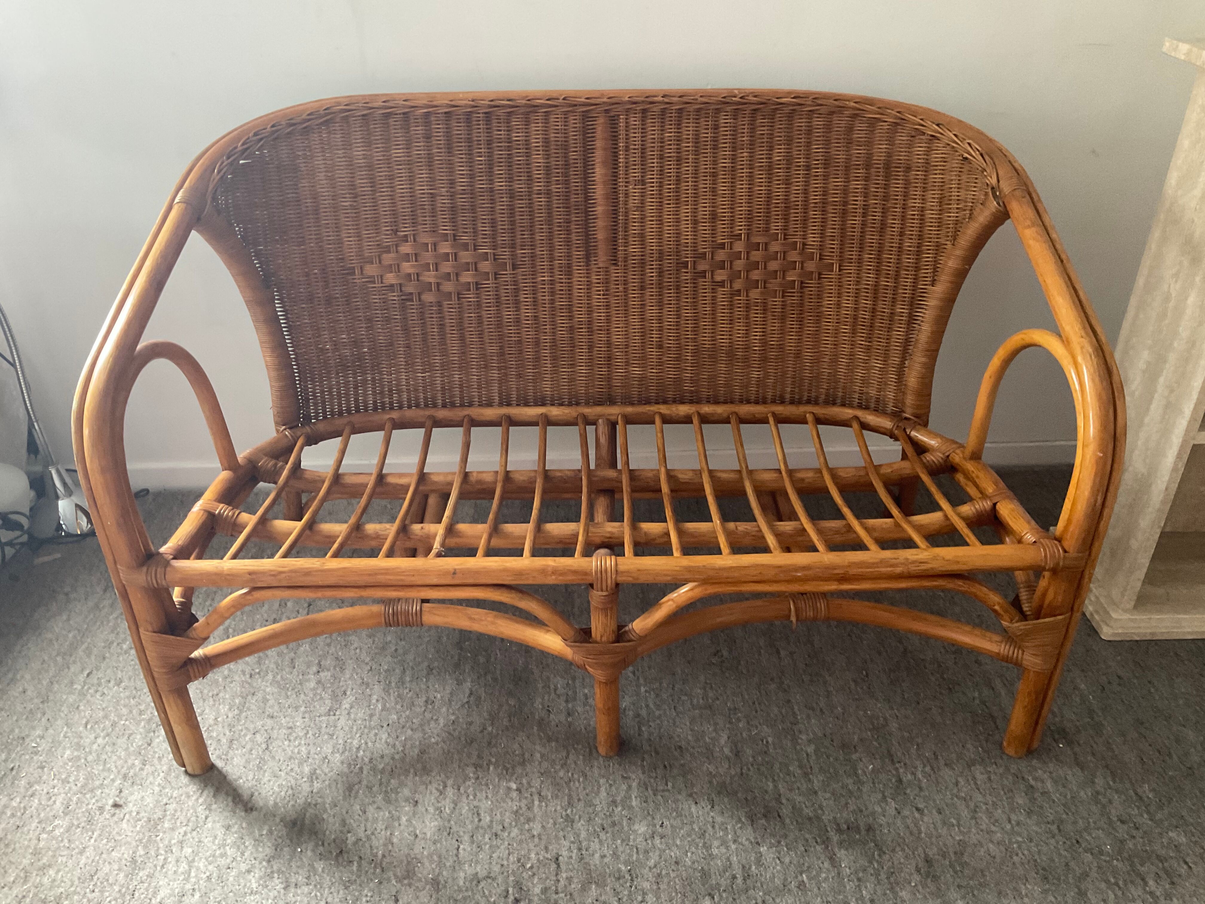 Vintage rattan sofa 60s-70s