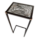 Sellette/table d'appoint fer forgé noir et plateau verre transparent