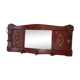 Red wooden wall-mounted coat rack and Art Deco mirror