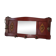 Red wooden wall-mounted coat rack and Art Deco mirror