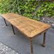 Antique French draper's table in oak, shop counter, work table, 6 feet, circa 1750–1850.