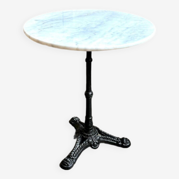 Table bistrot en marbre gris et fonte de fer noire ⌀ 60 cm