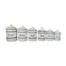 Série 6 pot à épices en tole émaillée blanche inscription vert etoile p.e.n