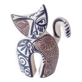 Cubist ceramic cat figurine in Spanish Picasso style by Otero Regal.