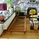 Vintage minerva daybed in solid teak and alcantara by peter hvidt for john stuart 1950s