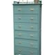 Old grey green high chest of drawers H160