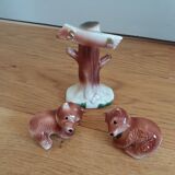 Zoomorphic salt and pepper shaker bears in slip