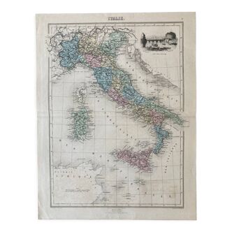 Old map of Italy, late nineteenth