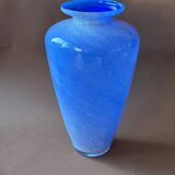 Large blue glass vase 37cm