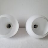 Duo of opaline and porcelain pendant lights