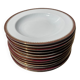 12 assiettes creuses en porcelaine doré et rouge bordeaux